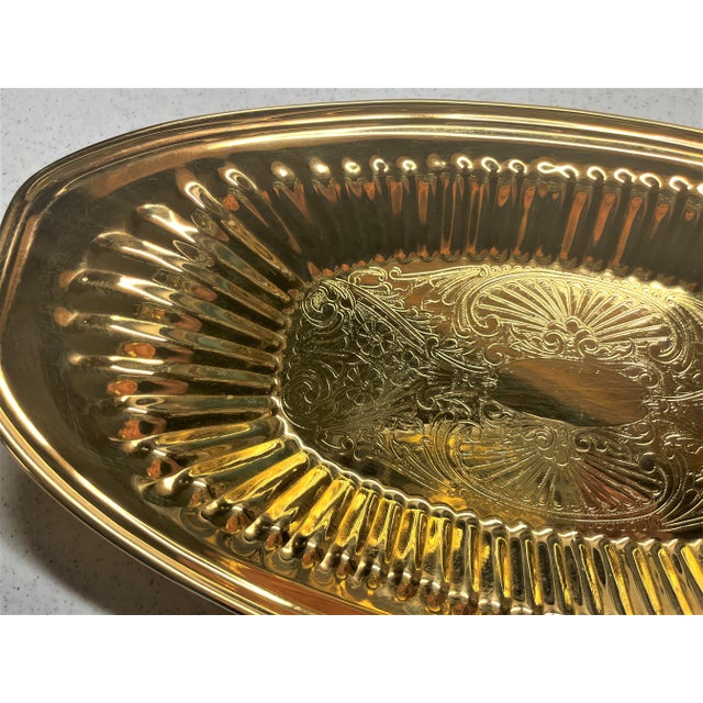 1970s Vintage Gold Bread Tray or Cookies or Crackers For Sale - Image 5 of 11
