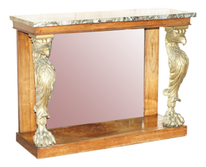 Antique Regency Hardwood Giltwood and Marble Console Table