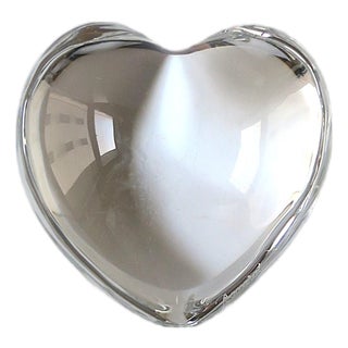 Baccarat French Crystal Heart Paperweight Decorative Object For Sale