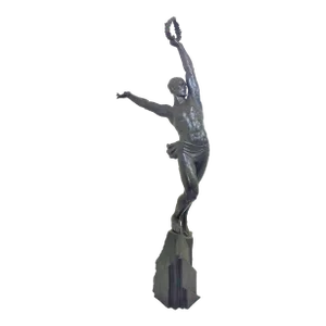 Early 20th Century Original French Art Deco Bronze of a Semi-Nude Male Athlete by Le Faguays