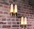 Elegant pair of wall lights with brass and opaline glass elements on a brass frame. Manufactured by glashutte limburg,...
