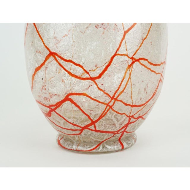 Glass Art Deco Glass Vase in Orange White and Clear Glass, 1930s For Sale - Image 7 of 10