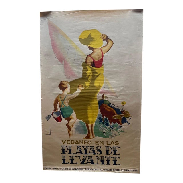 Original Jose Morell 'Playas Del Levante' Spain Travel Poster For Sale
