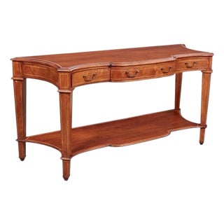 Neoclassical Style Mahogany Serpentine Console Table With String Inlay For Sale