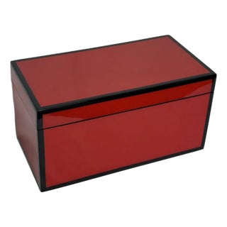 Hollywood Regency Style Lacquer Trinket Box Chinese Red and Black For Sale