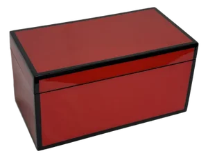 Hollywood Regency Style Lacquer Trinket Box Chinese Red and Black