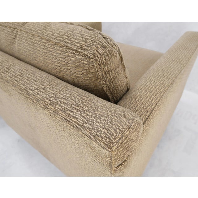 Pair Deep Seat Oatmeal Fabric Upholstery Contemporary Lounge Chair on Dowel Legs For Sale - Image 9 of 13