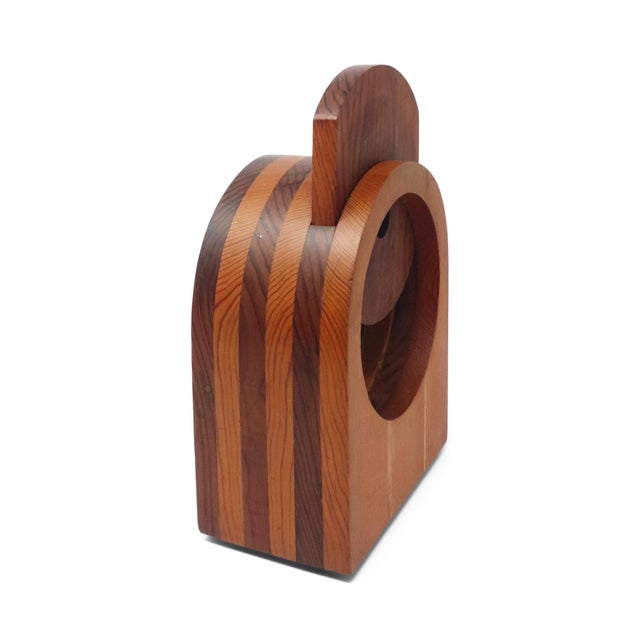 1970s Handcrafted Laminated Wood Desk Clock For Sale - Image 9 of 10