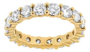 14K Yellow Gold 3.00 Cttw Shared Prong Set Round Cut Diamond Eternity Band (J-K Color, VS1-VS2 Clarity) - Ring Size 6