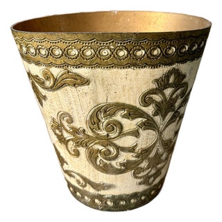 Vintage Italian Florentine Waste Basket For Sale