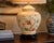 Late 20th Century Hand-Painted Floral Porcelain Table Lamp With Linen Drum Shade — 28” For Sale - Image 4 of 5