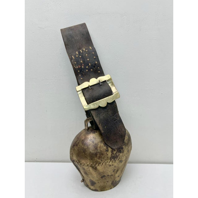 Large Cow Bell with Leather Collar and Brass Buckle, 1930s For Sale - Image 16 of 16