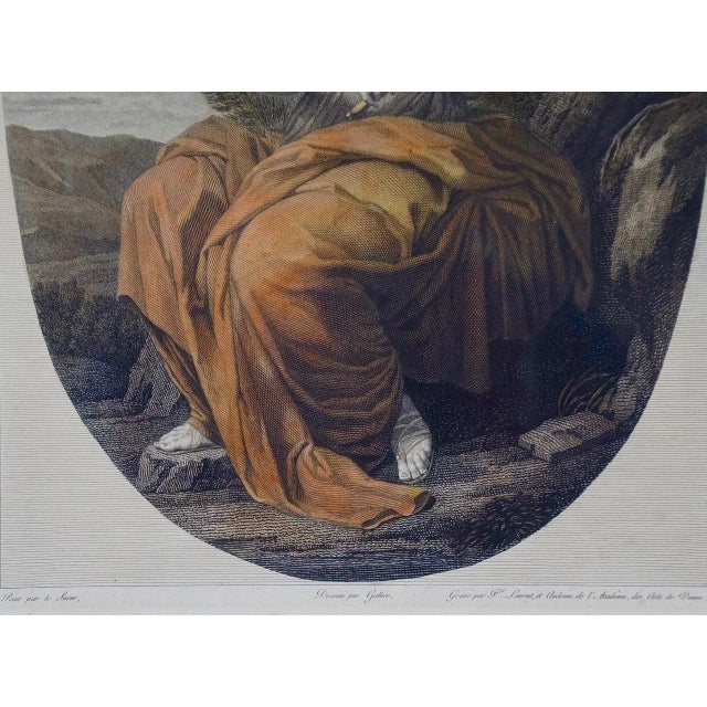 Muse Terpsichore: Framed Hand-Colored 19th C. Engraving After 17th C. Painting by After Eustache Le Sueur, 1803 For Sale - Image 4 of 6