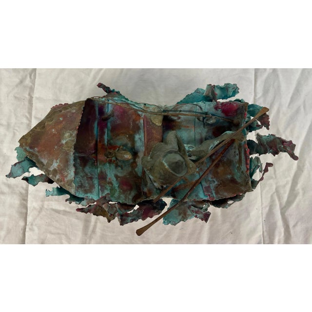 1970s Boy in Boat Metal Sculpture Marked "C Jere" For Sale - Image 9 of 12