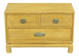 Asian Inspired Bleached & Cerused Petite Walnut Commode