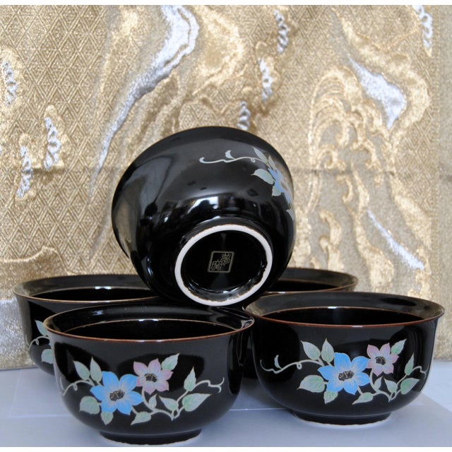 Authentic Cha-Kaiseki Lidded Japanese Soup or Rice Bowls- Set of 5 For Sale - Image 10 of 12