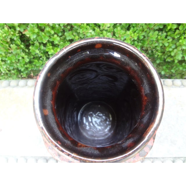 Red Large Mid-Century Modern West German Glazed Pottery Vase For Sale - Image 8 of 11
