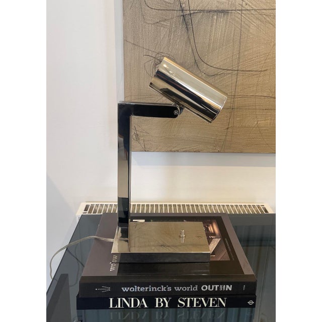 Vintage Polished Chrome Desk Lamp – Modernist Adjustable Task Light For Sale - Image 4 of 5