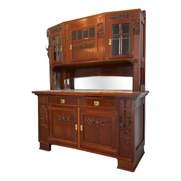 Art Nouveau Buffet in Oak Veneer, 1920s For Sale