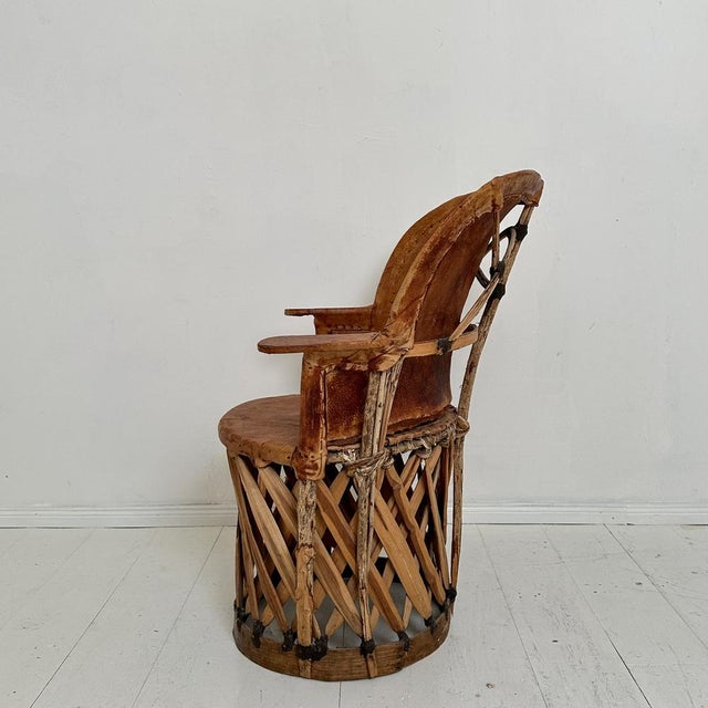 1970s Mid-Century Modern Mexican Equipales Armchair in Leather and Wood, 1970 For Sale - Image 5 of 13