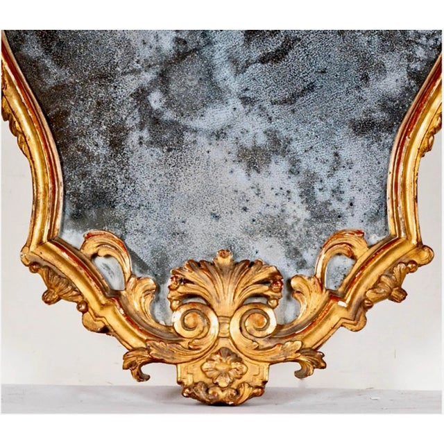 Wood Italian Giltwood Cartouche Mirror, 18th Century For Sale - Image 7 of 10