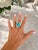 Antique 18k Gold Turquoise & Diamond Halo Ring, Size 6.75 For Sale - Image 11 of 12