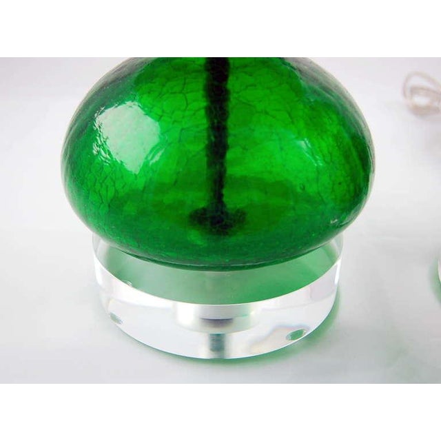 Metal Vintage Green Murano Glass Lamps For Sale - Image 7 of 9