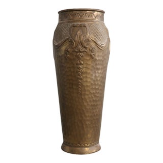 Antique Brass Design Trench Art Vase For Sale