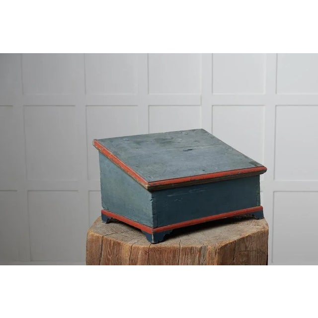 Antique Swedish Blue Folk Art Box For Sale - Image 4 of 8