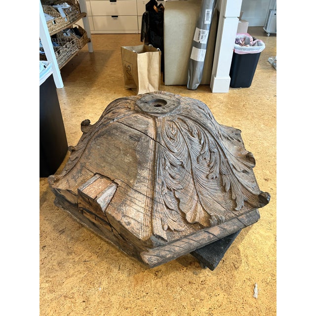 Coffee Antique Carved Wooden Architectural Element For Sale - Image 8 of 11