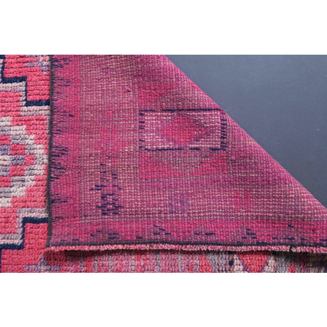 Vintage Turkish Oushak Handmade Wool Cotton Pink Runner Rug For Sale - Image 9 of 10