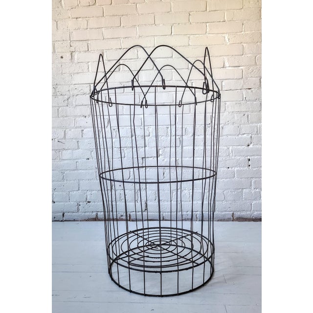 Black Large Vintage 1920s Industrial Wire Trash Basket For Sale - Image 8 of 8