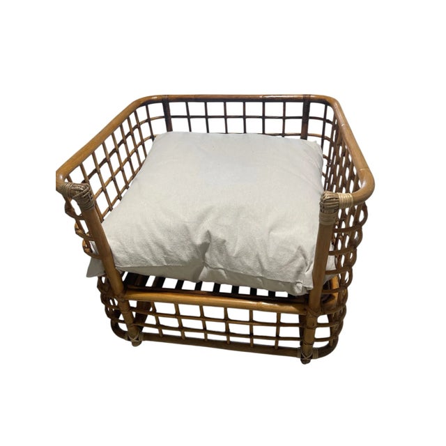 Wood Bamboo Rattan Lounge Chairs & Loveseat After Henry Olko - Set of 3 For Sale - Image 7 of 7