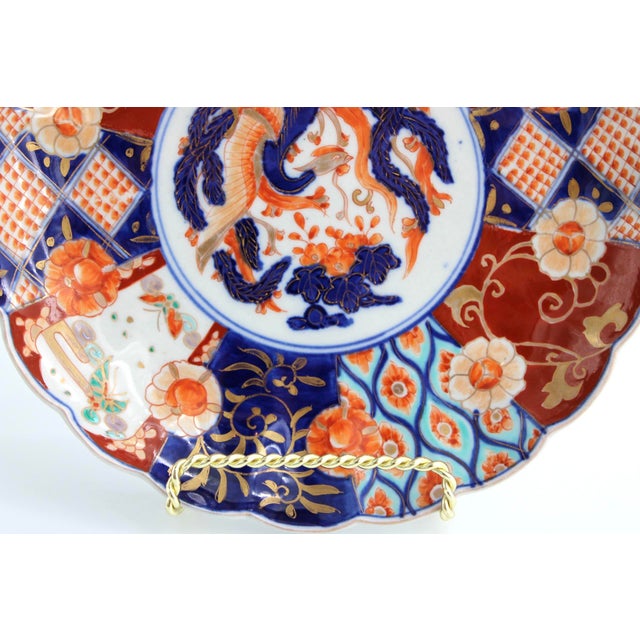 Japanese Antique Japanese Imari Scalloped Plate W/ Phoenix, 19th Century For Sale - Image 3 of 7