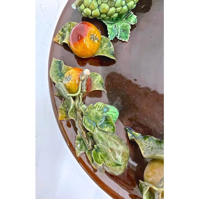 Portuguese Majolica Fruit Platter/Plaque For Sale - Image 4 of 8