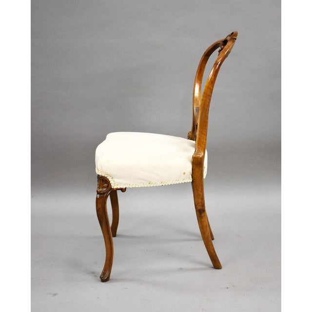 Cream Antique Victorian Walnut Balloon Back Dining Chairs, 1860, Set of 4 For Sale - Image 8 of 9
