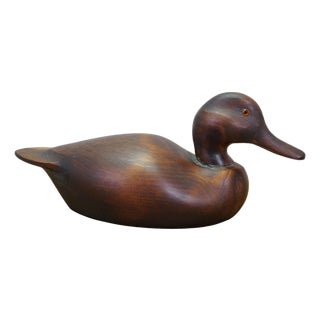 Vintage Carlton B. Seybolt Grandy Nc Hand Carved Cedar Canvasback Hen Duck Decoy For Sale