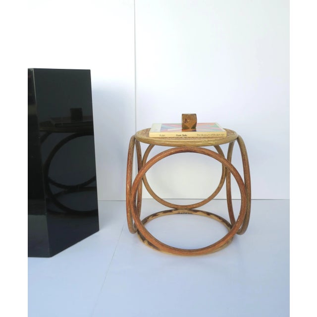 Mid 20th Century Bentwood and Wicker Cane Stool or Side Drinks Table in the Style of Thonet For Sale - Image 5 of 12