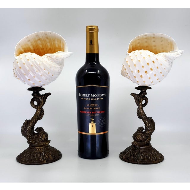 Art Deco Sculpture Pair Seashells Shells & Antique Koi For Sale - Image 3 of 14