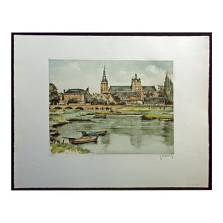 Roger Hebbelinck Hand Signed Vintage Aquatint Etching Belgium For Sale