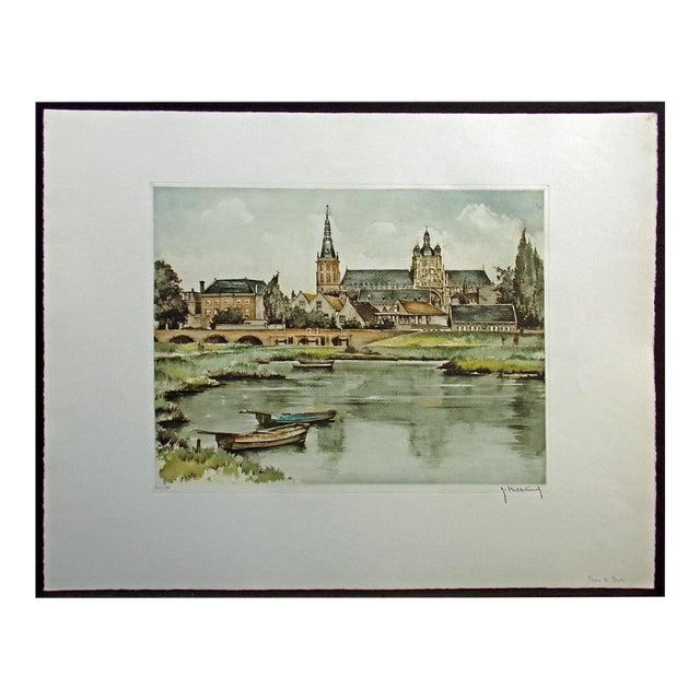 Roger Hebbelinck Hand Signed Vintage Aquatint Etching Belgium For Sale