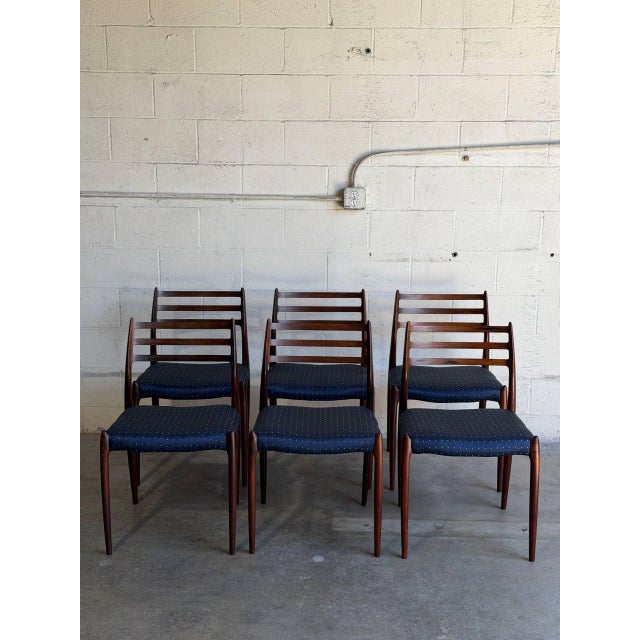 Mid-Century Modern In Style of J.l. Moller Set of 6 Model 78 Dining Chairs Solid Rosewood Denmark Mid-Century Modern 1960s For Sale - Image 3 of 15