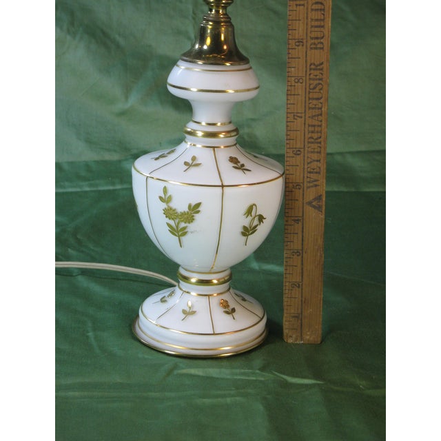 Mid 20th Century Table Lamp Frosted Glass Gold Fowers Brass Hollywood Regency For Sale - Image 11 of 11
