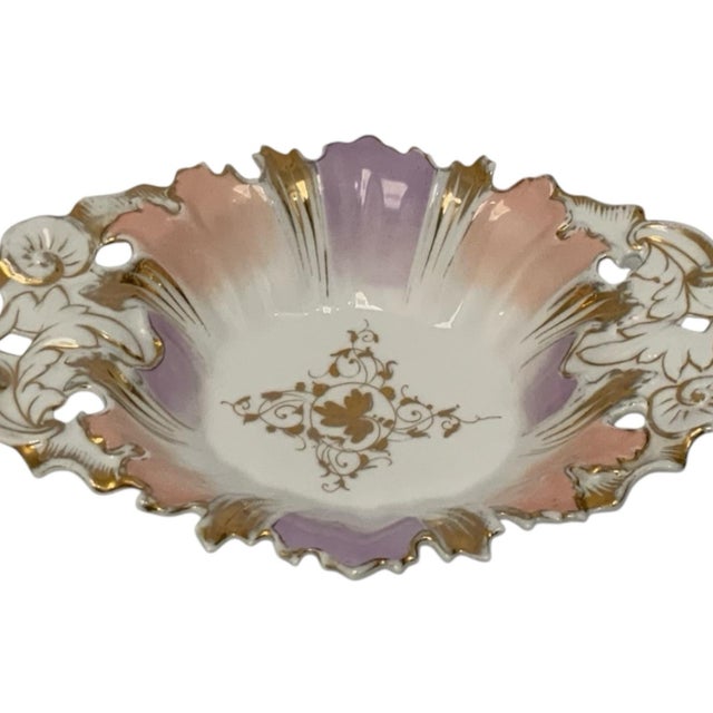 Peach Antique Carl Tielsch c.t. Altwasser Porcelain Rococo Revival Centerpiece Bowl Germany C. 1890–1910 For Sale - Image 8 of 9