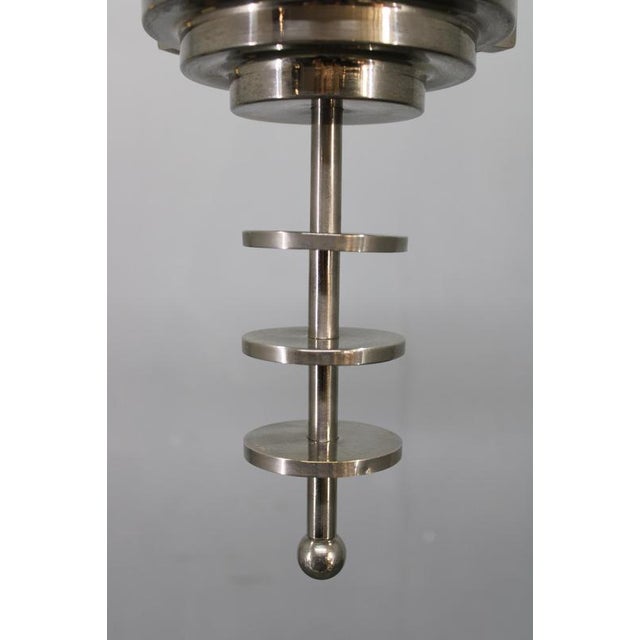 Czechoslovak Art Deco Nickel Chandelier with Opaline Glass Globes, 1930s For Sale - Image 10 of 12