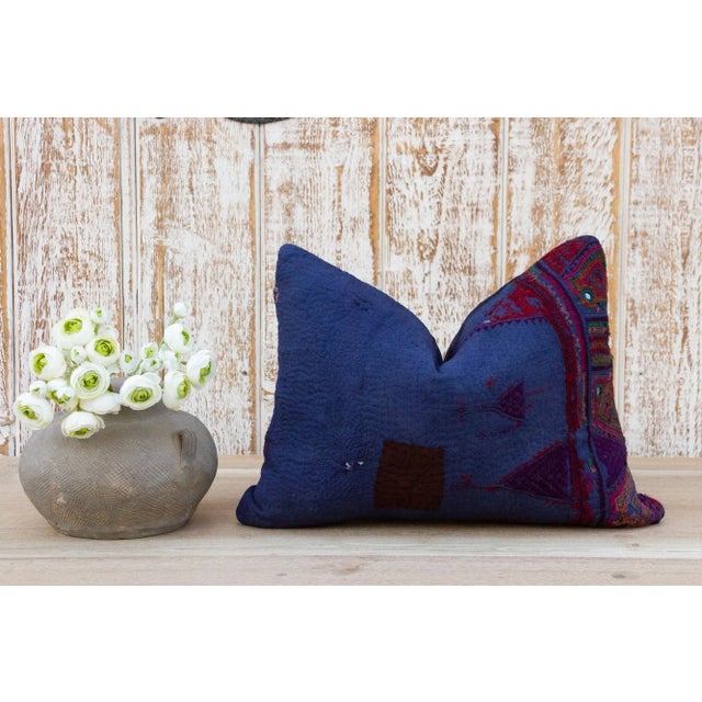 Blue Myia Antique Indigo Grain Sack Pillow For Sale - Image 8 of 9