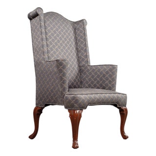 Mid-Century English Georgian Wingback Upholstered Armchair For Sale