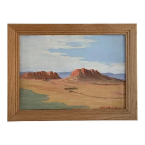 Mid-Century Santa Fe New Mexico Mesa Plein Air Style Oil Painting by Beulah Sutherland