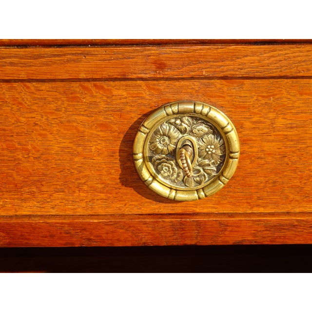 Vintage Oak Buffet with Sentry Boxes and Mirror For Sale - Image 5 of 18