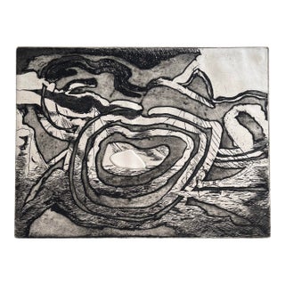Alon Elow Abstract Etching Made by Artist in Ny Studio Signed in Pencil For Sale